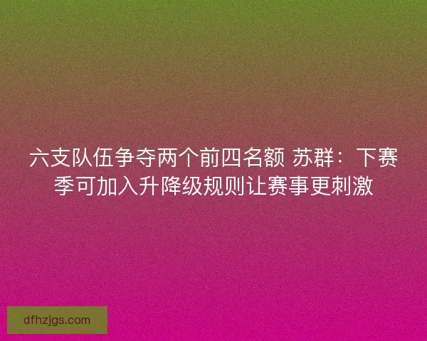 六支队伍争夺两个前四名额 苏群：下赛季可加入升降级规则让赛事更刺激